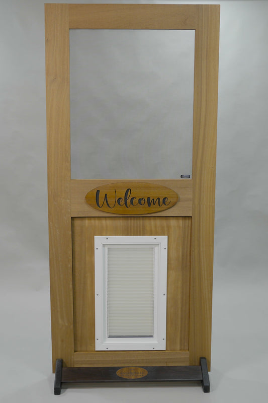Oval Deluxe Screen Door With Screen & Pet Door